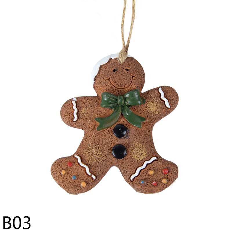 Gingerbread Man Hangers Kerstboom Ornamenten Zachte Hars Gingerbread Man Cookie Voor Thuis Xmas Jaar Party Opknoping Decor: B03-1Pcs