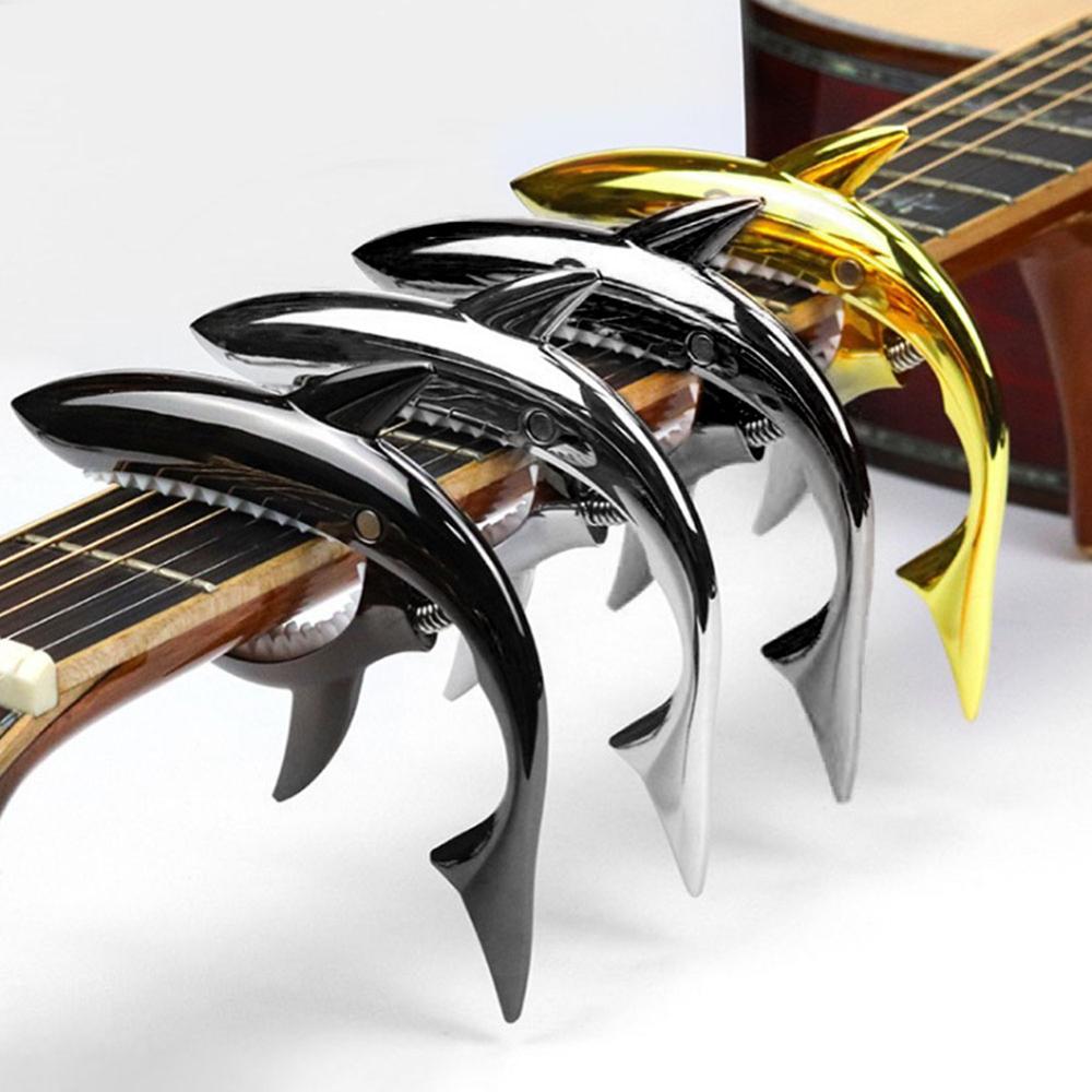 Zinc Alloy Guitar Capo Tuning Guitar Shark Capo Accessories Quick Change Clamp Key Acoustic Classic Tone Adjusting Guitar Parts