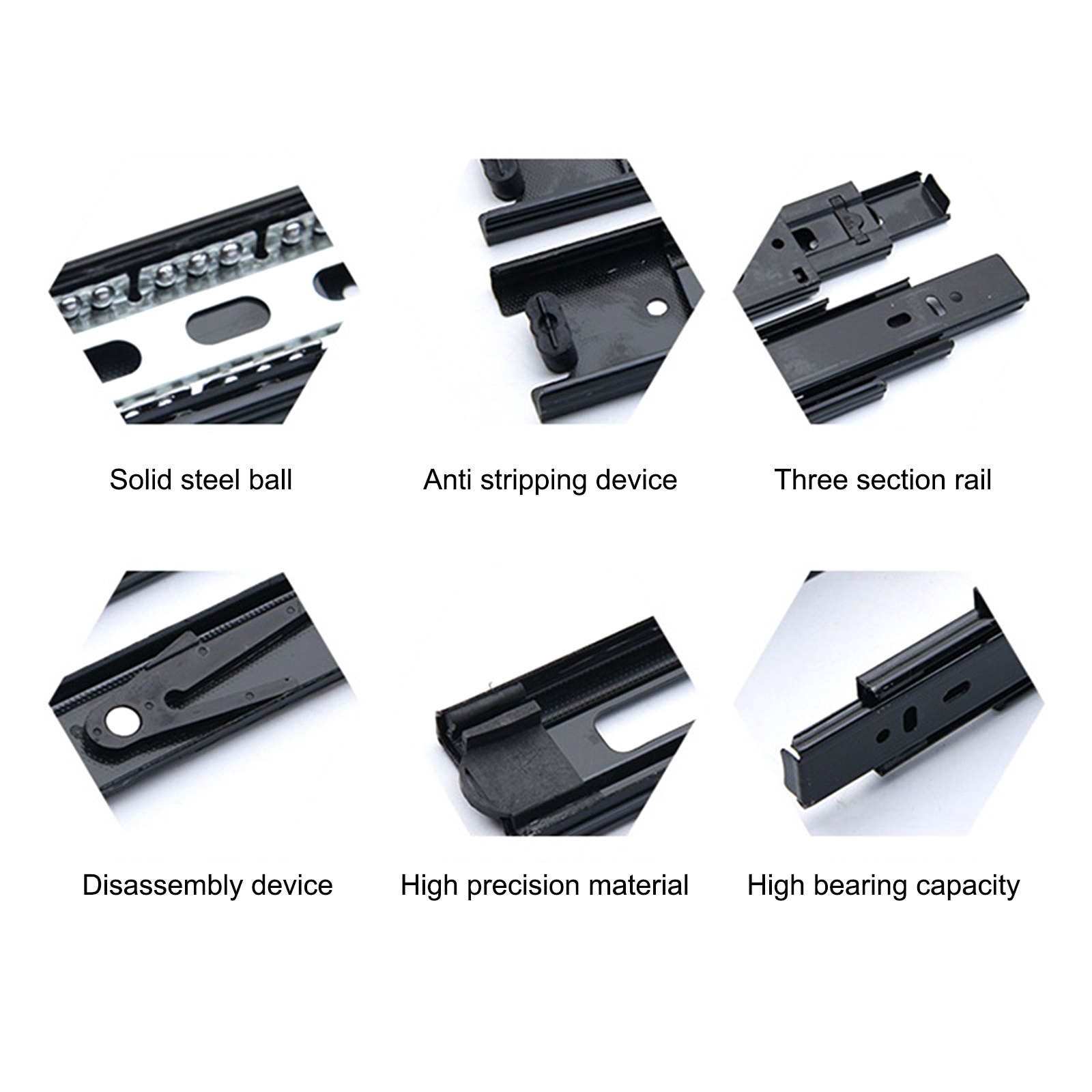 Drawer Slide Thickened Drawer Track Three-section Slide Keyboard Cabinet Cupboard Drawer Runners Furniture Hardware