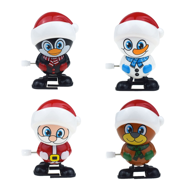 Colorful Mini Jumping Wind-up Toy Cute Penguin Snowman Santa Bear Shaped Fine ABS Party Supplies Easy Sleeping Tool