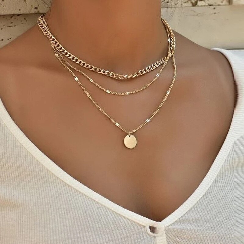 Estetyczna moda złoty kolor dwuwarstwowy wąż Chain Link Choker naszyjnik dla kobiet artystyczny wielowarstwowy urok biżuterii prezent: HZS-013Golden