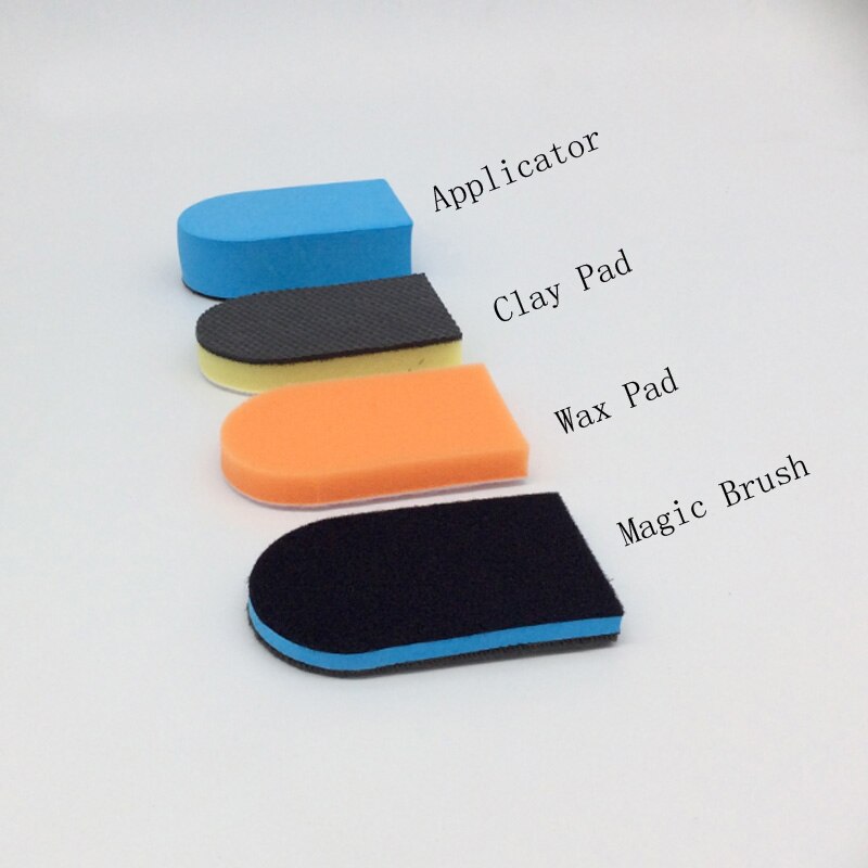 MARFLO Car Washer Auto Detailing Tools Nano Clean Brush Car Wash Mud Magic Clay Pad Wax Sponge Block with Applicator 3 plus 1