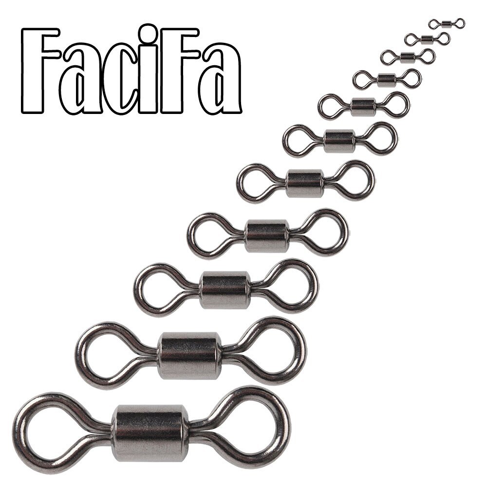 50 st lagerswivel fiskekoppling rostfritt stål karpfisketillbehör tackle snäppfiskkrok bete solid ring swivel