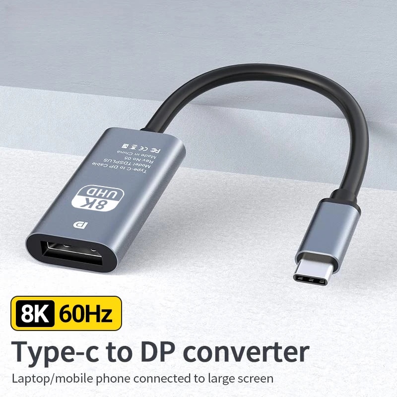 8K HD USB-C do Displayport konwerter typu C męskie na DP żeńskie złącze 8K 60Hz/4K 120Hz idealne dla Macbook Pro Dell