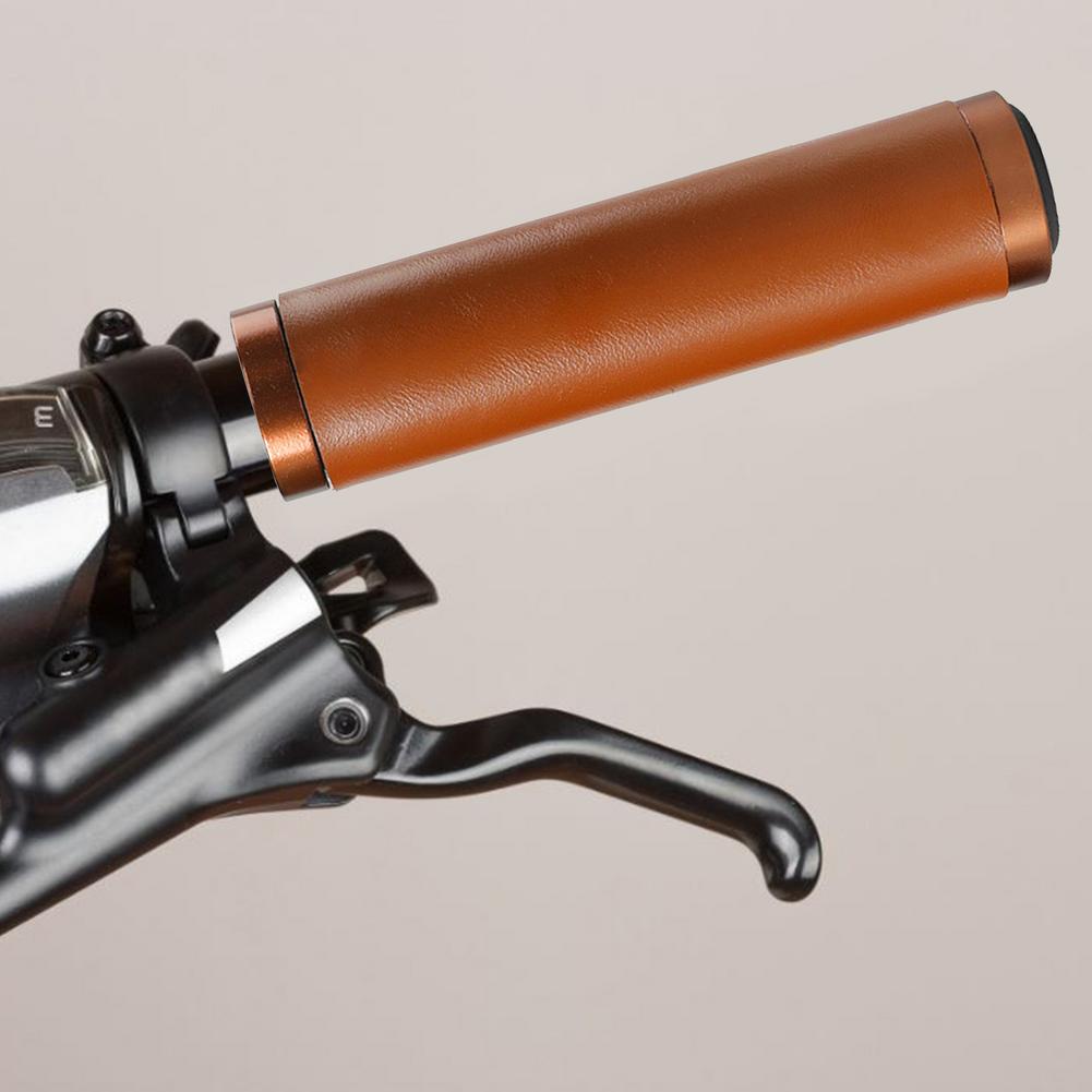 2x Fietsstuur Slot Op Grips Retro Soft Pu Lederen Fietsstuur Cover Handvatten Voor Mountain Folding City Bike