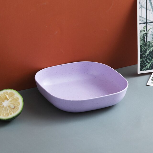 Multifunction Cutlery Set Plate Plastic Plate Spit Bone Snack Cake Dessert Candy Plate Dining Table Trash Plate Slag Plate: Purple-Deep plate