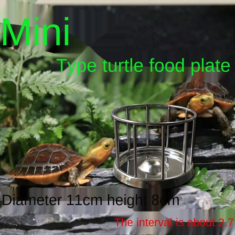 Mini dispensador de comida para tartaruga, alimentador de tartaruga de aço inoxidável, utensílio de alimentação, dispensador de alimentação, prato para tartaruga za200