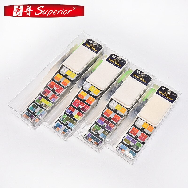 Art Supplies Transparent Solid Watercolor Paint Set Fan-shaped Collapsible Water Color Pigment