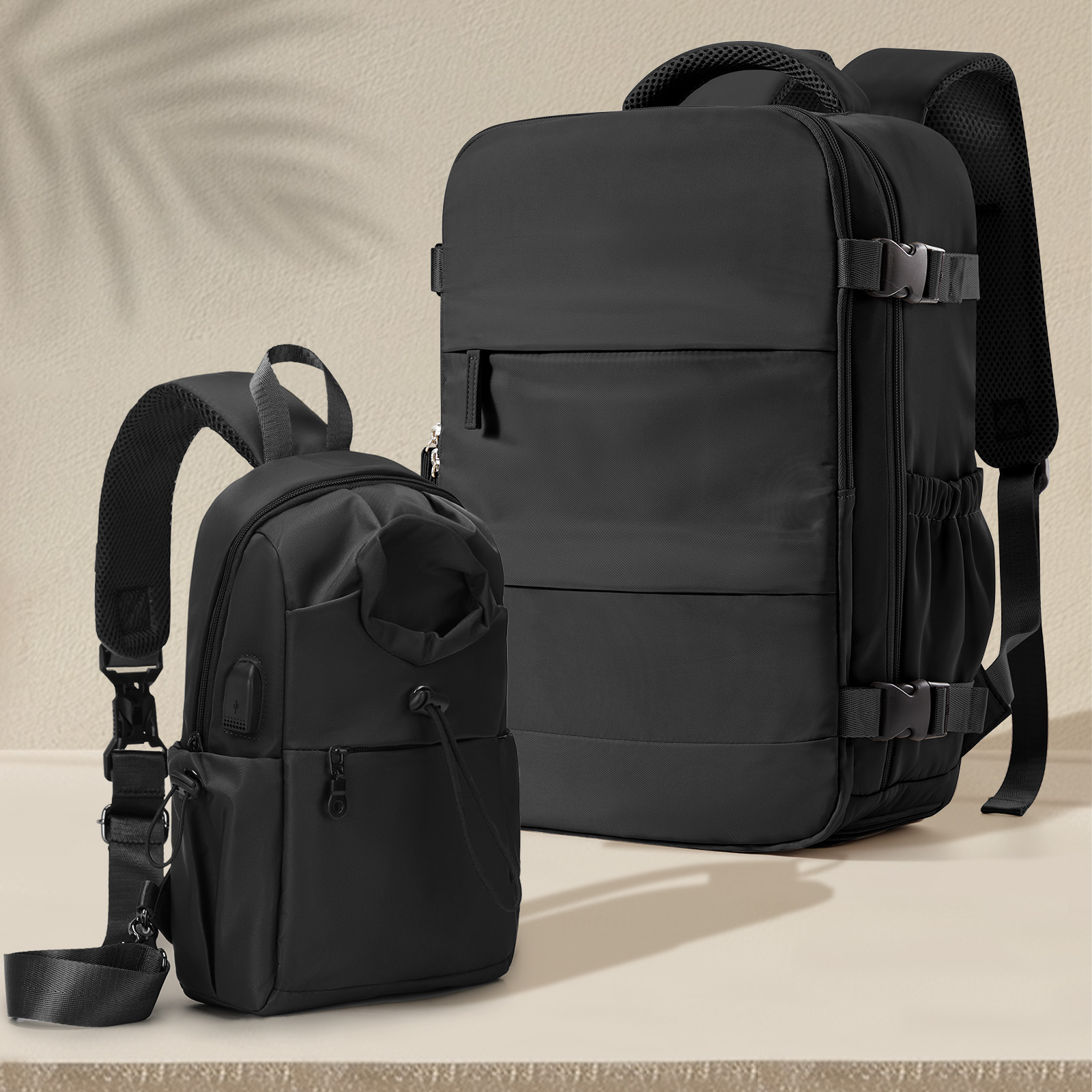 Ryanair Backpack 40x20x25 Cabin Bag Travel Backpack for Men Women Hand Luggage, Anti-Theft Crossbody Bag Chest Sling Backpack: black