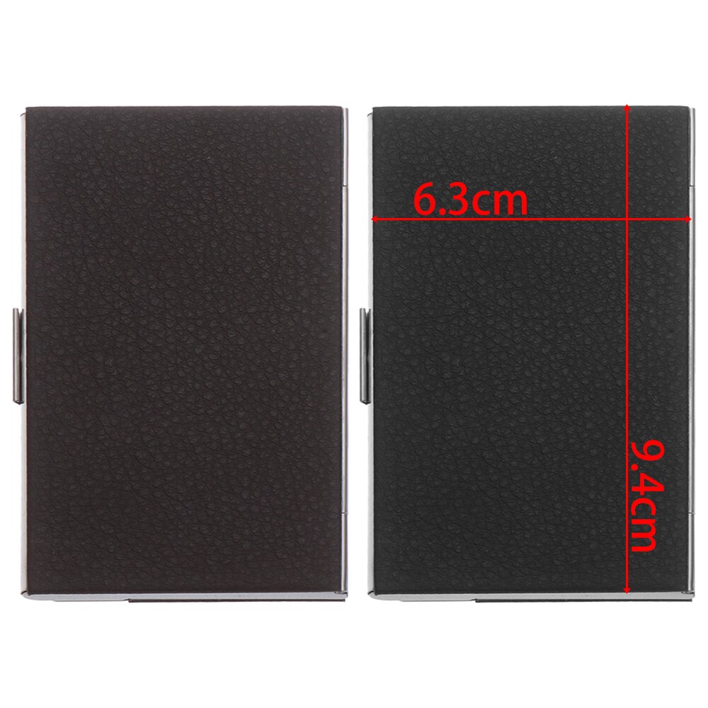 1 pc unisex visittkortholder pu skinn solid visittkort etui metall lommebok vanntett rustfritt stål kredittkortholder