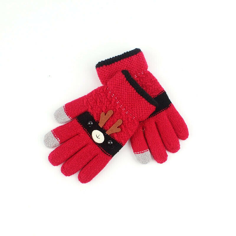 Navidad dedo cálido bebé niños Unisex tejer manoplas de Navidad Elk dibujos animados elástico niños invierno guantes accesorios gruesos