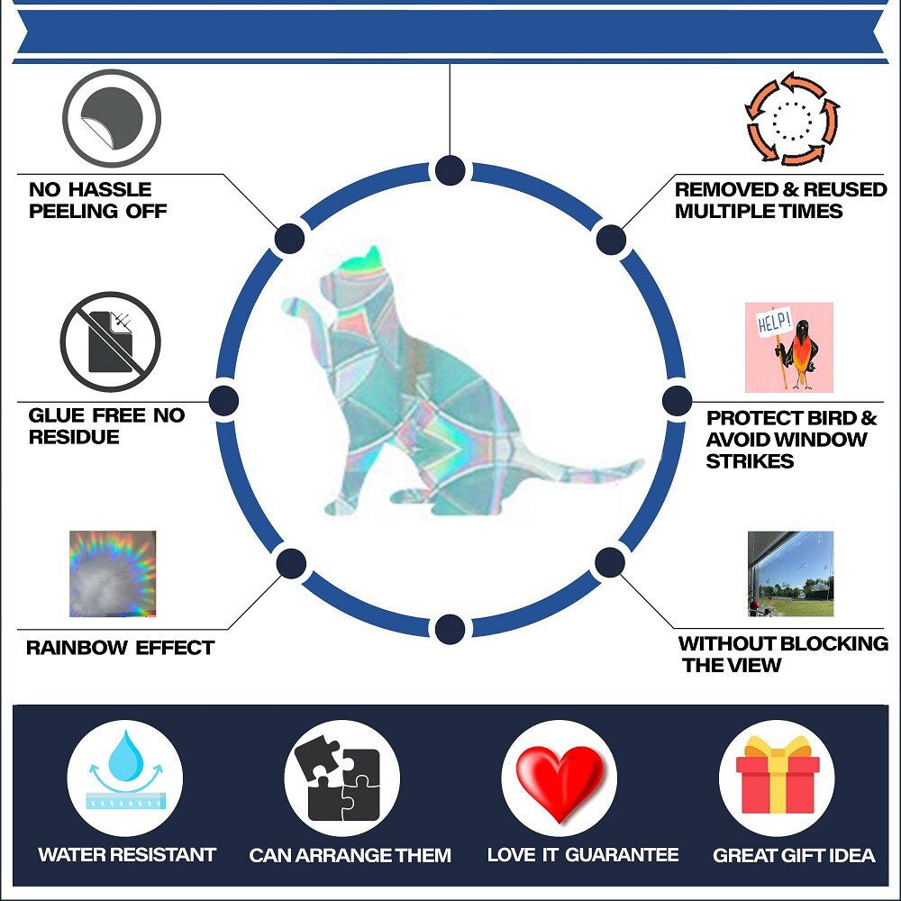 Rainbow Cat Dog Suncatcher Window Stickers PVC Electrostatic Glass Window Animal Decal For Kids Rooms Bedroom Nursery Home Decor