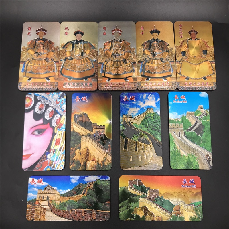 Chinese Dynasty Emperor Fridge Magnets Gold Foil Magnetic Refrigerator Paste Beijing Great Wall Peking Opera Character