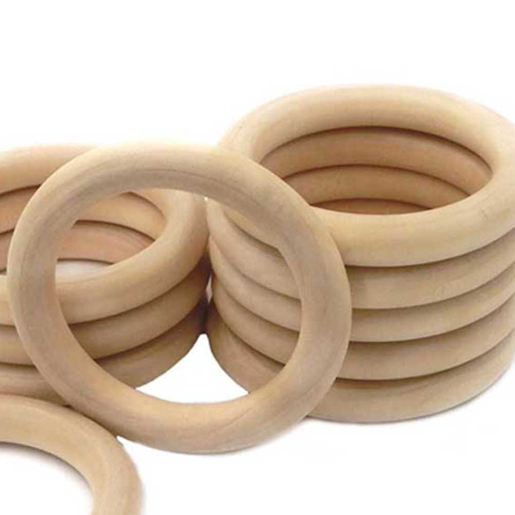 25pcs DIY Baby Teething Ring Accessories Natural Wood Rings Toys Accessory Wooden Outer Diameter 68mm