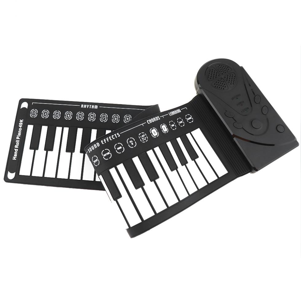Slade 49 Keys Electronic Portable Silicon Flexible Hand Roll Up Piano Built-in Speaker Children Toys Keyboard Organ