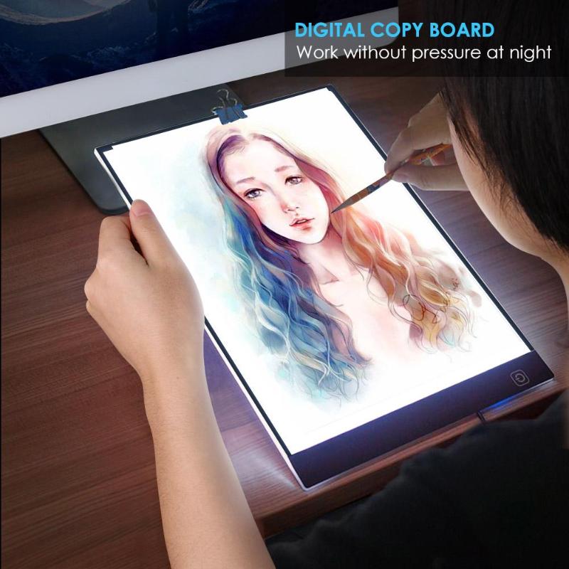VKTECH Digital Graphic Tablet A4 with calibration LED Artist Thin Art Stencil Drawing Board Light Box Tracing Writing Tablet Pad