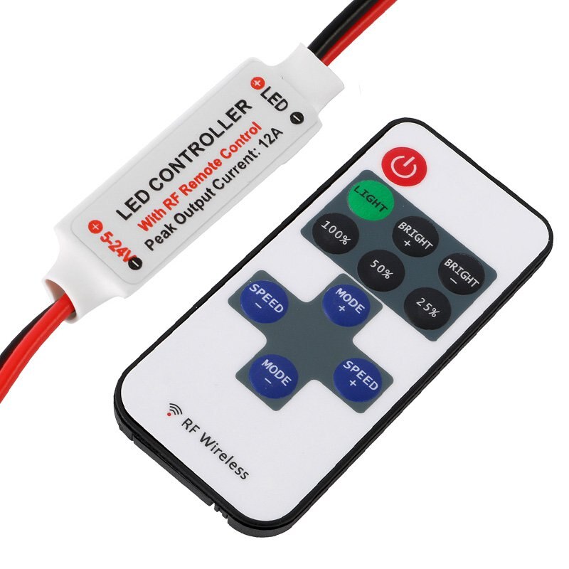 Dc 5 ~ 24v ledin kaukosäätimen himmennin kaukosäätimellä rf langaton  rf11 näppäin f ohjain mini in-line led-valo