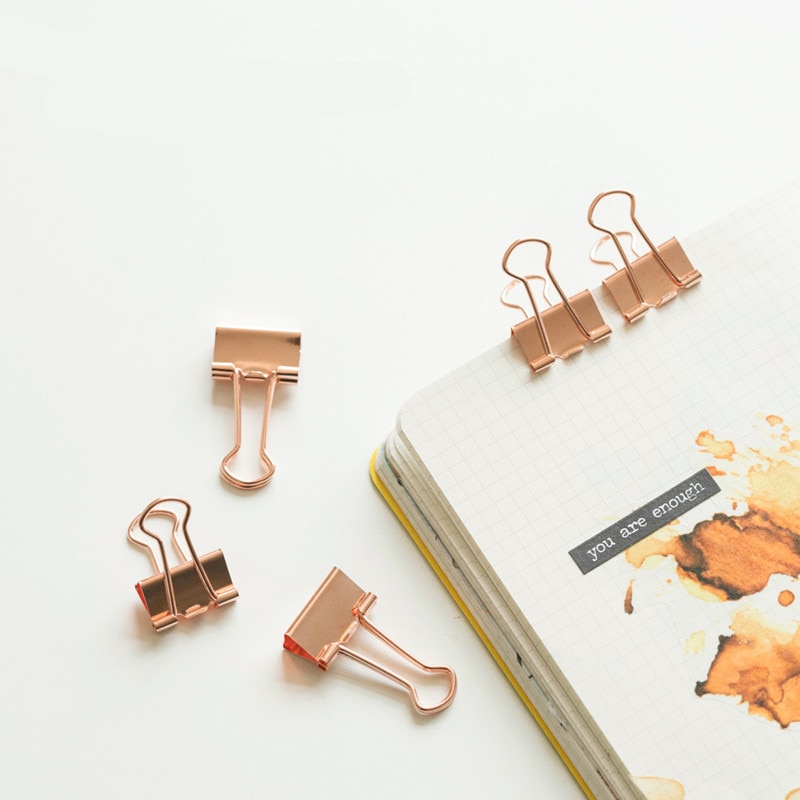 TUTU 18pcs Rose Gold Color 19mm Binder Clip Hollow Out Binder Clips Photos Tickets Notes Letter Paper Clip H0331