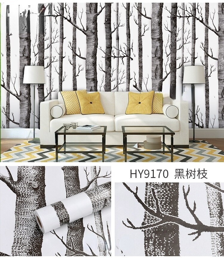 Mural Wallpaper Modern Black and White Circle Wallpaper Office Study Bedroom Landscape Self-adhesive Waterproof PVC: G