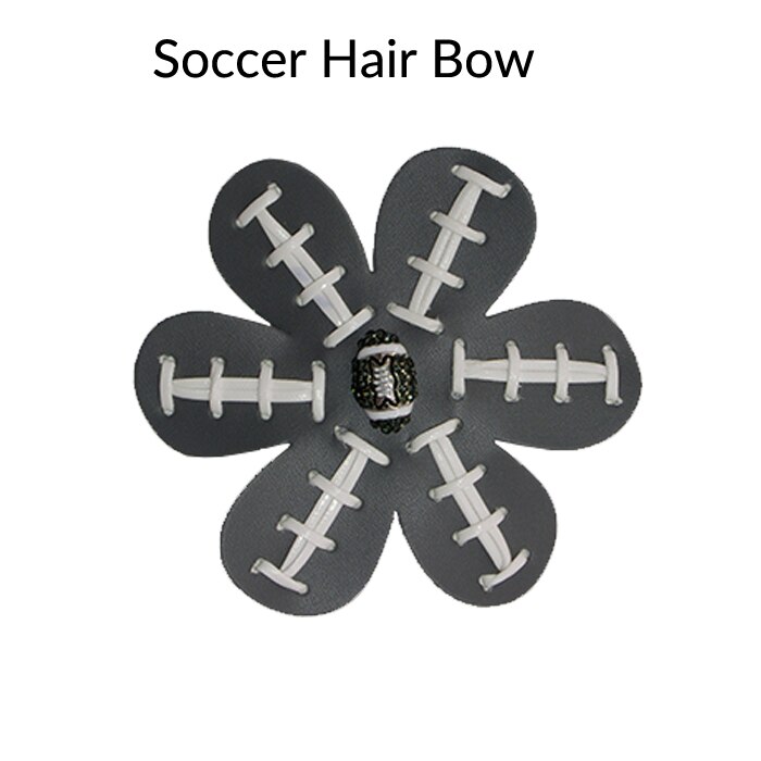 Softbal Honkbal voetbal Leer Haar Bloem Hairclips Seamed Haarelastiekjes 9 kleur in voorraad: soccer grey