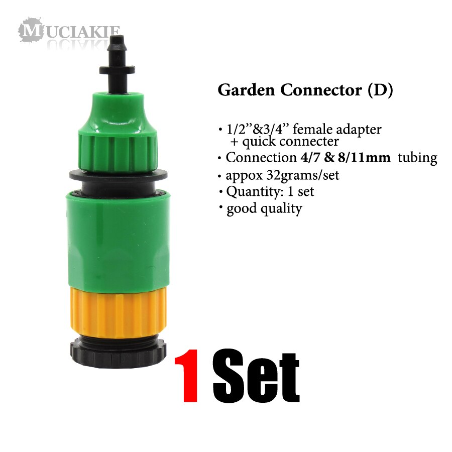 MUCIAKIE-Adaptador de acoplamiento de agua para jardín, conector rápido para grifo de riego de 1/2 '', 3/4'', 1 'a manguera de 8/11 4/7mm, 9 tipos