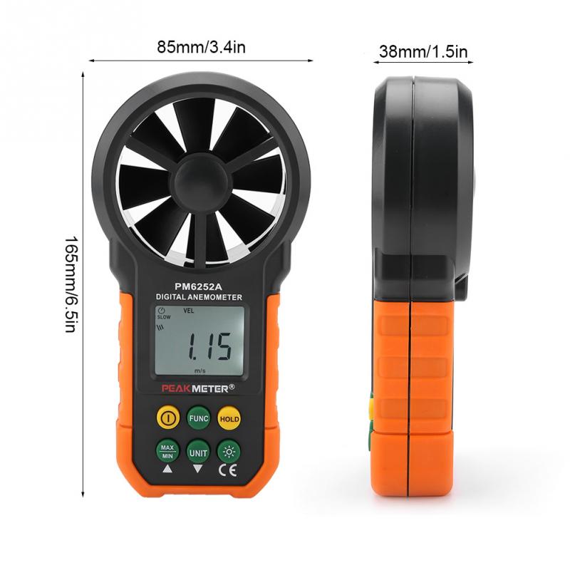 PEAKMETER PM6252A Digitale Anemometer Draagbare Digitale Wind Meter Air Volume Meten Anemometer Speed Meetinstrumenten