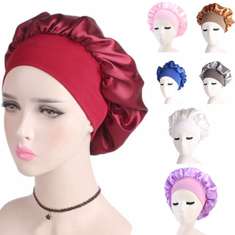 Newly Women's Satin Solid Sleeping Hat Night Sleep Cap Hair Care Bonnet Nightcap For Women Men Unisex Cap bonnet