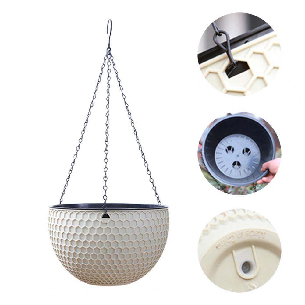 Hanging Flower Basket Imitation Honeycomb Self Water Absorption Waterproof Outdoor Resin Plant Hanger for Garden