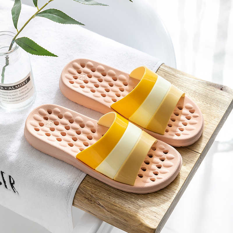 Zapatilla para baño antideslizante para hombre y mujer, zapatillas de verano resistentes al desgaste, cómodas, para interiores y baños: Orange / 37-38