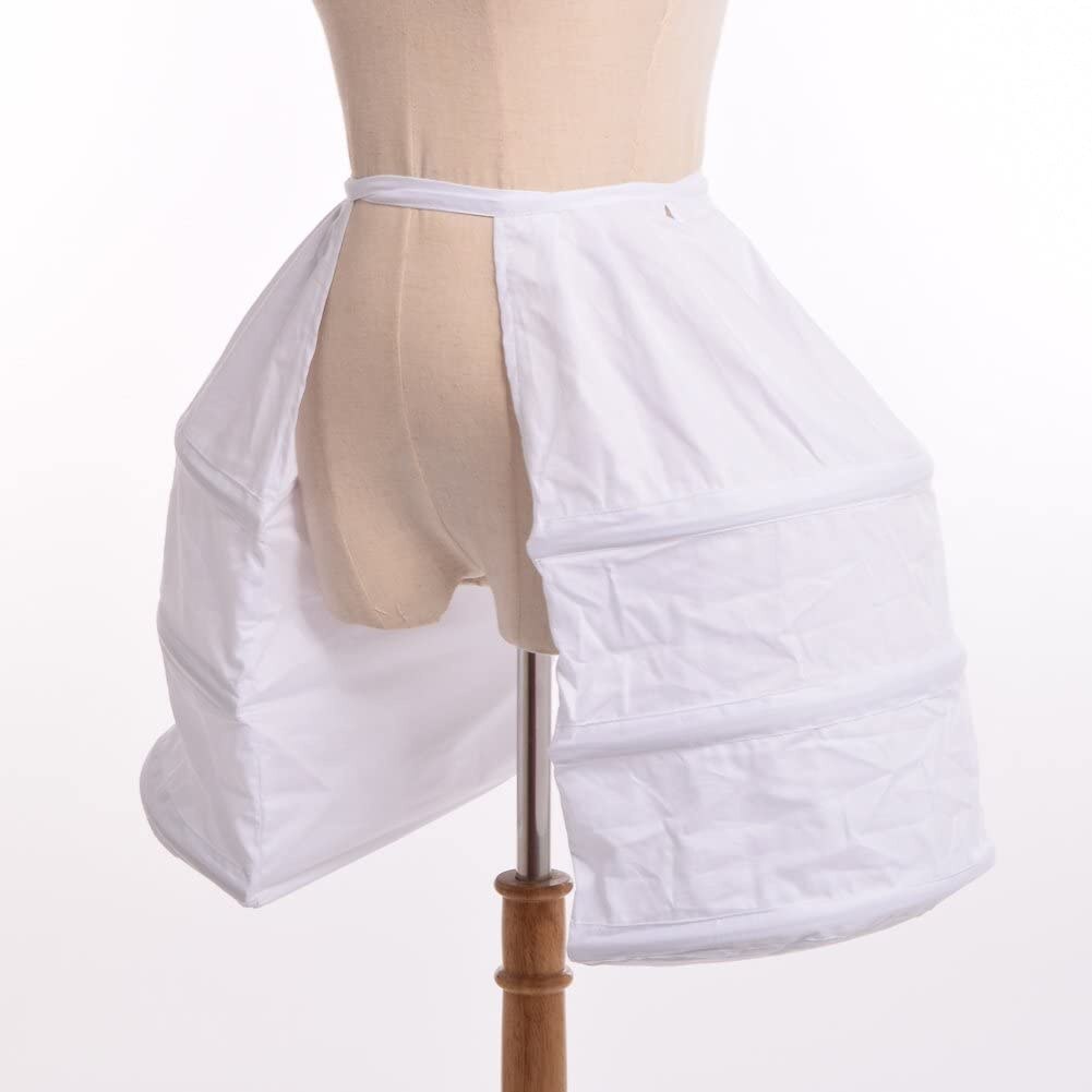 Blessume Victorian Dress Double Pannier Petticoat, White, One size