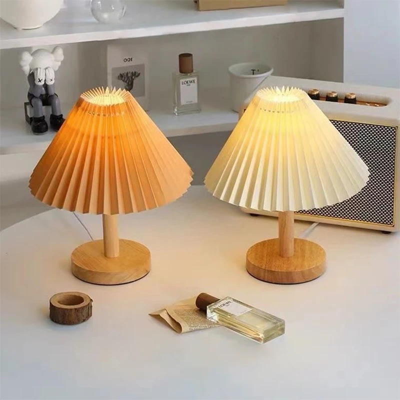 Nordic Geplooide Tafellamp Diy Opvouwbaar 5V Usb 220V Art Sfeer Slaapkamer Nachtlampje Home Decoreren