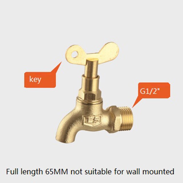 Wall Mount Brass Bibcock Washing Machine Tap Outdoor Garden Faucet With Lock Washing Machine Faucet car wash Faucet: C