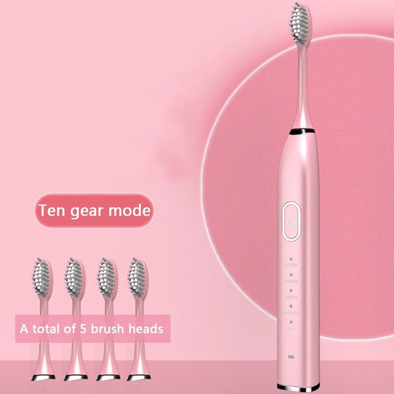 Xiaomi mijia escova de dentes elétrica ultra sônica adulto cronometrado 5 modo carregador usb recarregável substituição conjunto cabeça: powder 5 brush head