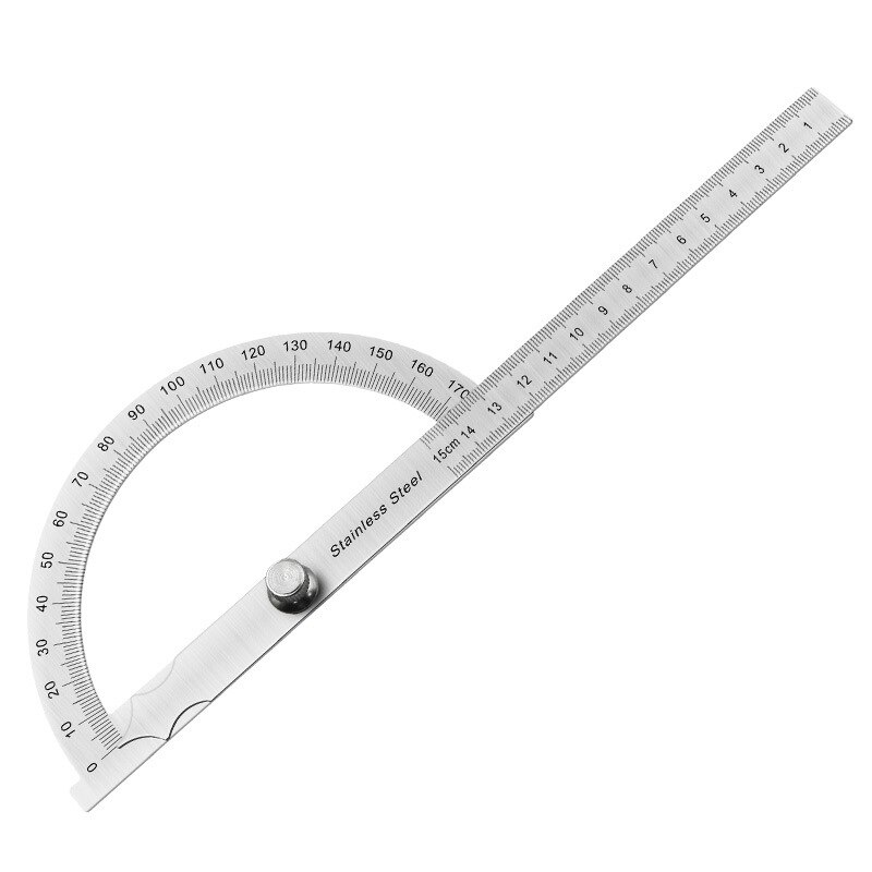 180 Degree Adjustable Protractor Stainless Steel Gauge Round Head Caliper Measuring Ruler for Woodworking Engineering Drawing