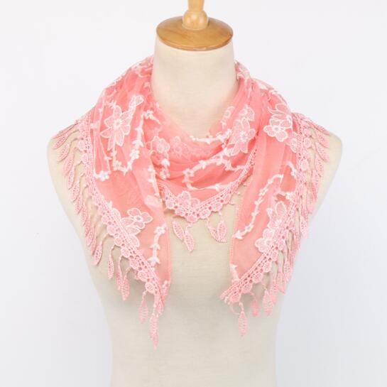 Neue Doppel Schichten Sommer Dame Spitze Schal Quaste Frauen Dreieck Bandage Weiß Blumen- schals Schal: Rosa