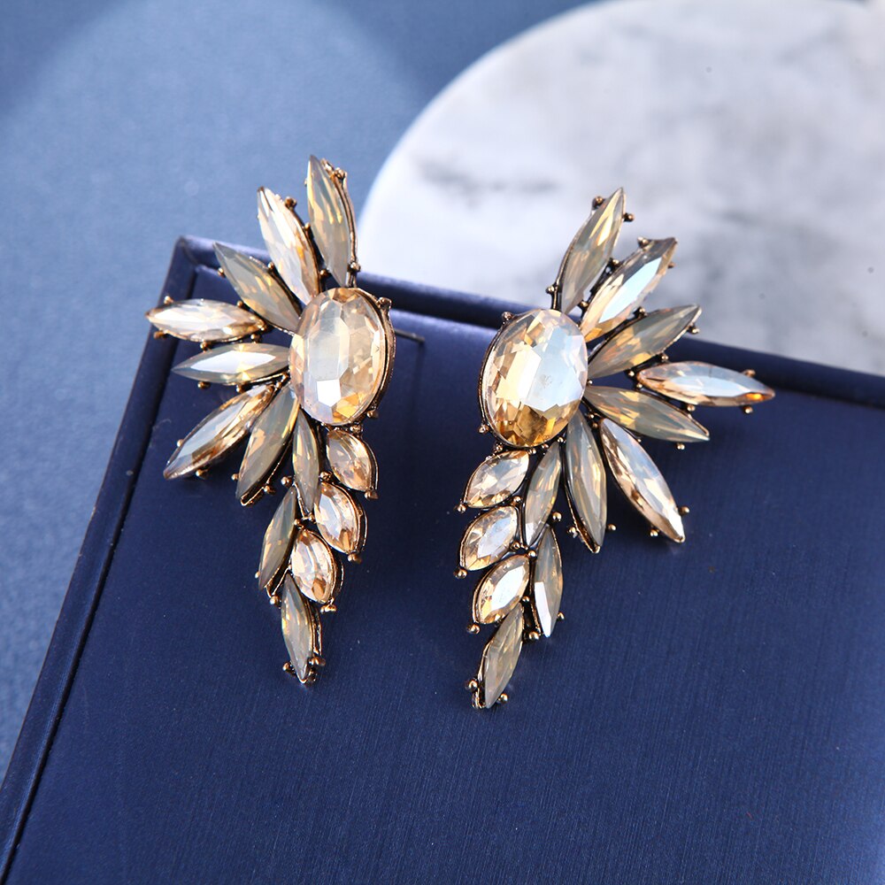 Ztech Luxury Big Champagne Rhinestone Series Vintage Earrings For Women Gilrs Statement Trend Boho Jewelry Brincos Pendientes: 7