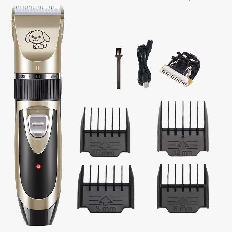 Cortadora de pelo eléctrica para mascotas, Kit de cortapelo recargable de bajo ruido para perros y gatos, máquina cortadora de pelo para gatos, afeitadora de aseo, Tijera: Gold-3