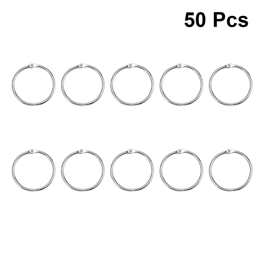 50pcs Loose Leaf Binder Rings Metal Scrapbooking Book Ring Keychain Clip Holder for Photo Paper Organization(Inner Diameter:25mm
