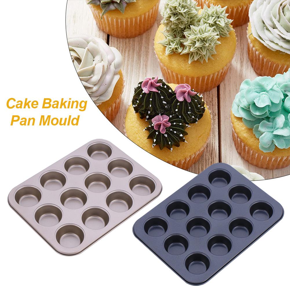Bakvormen Mini Muffin Cake Bakken Pan 12 Gaten Cupcake Mold Non Stick Bakken Gerechten Carbon Staal Oven Trays Pastry Tool