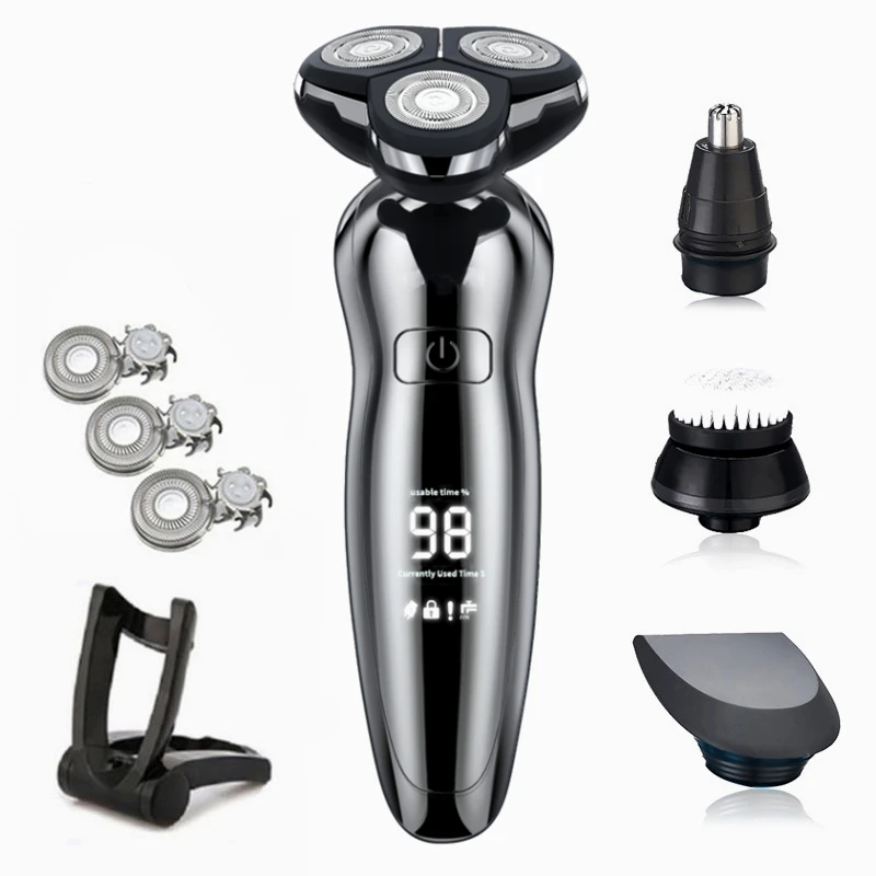 ZOZEN-Afeitadora eléctrica para hombres, máquina de afeitar para cortar el pelo corporal, cortadora de barba rotativa, 100% resistente al agua: Azul cielo