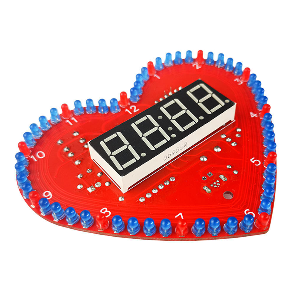 Kits de bricolaje en forma de corazón, 4 dígitos, reloj DIY con luces LED SMT SMD, Kit de práctica de soldadura, proyectos de bricolaje para aprendizaje electrónico