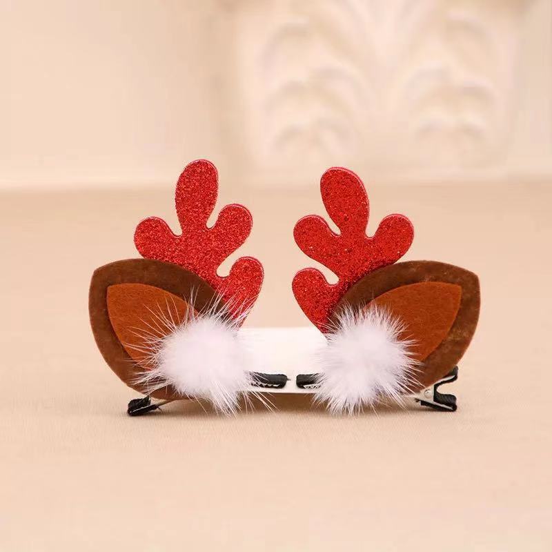 2pcs Children Hair Clips Pins Christmas Glitter Elk Hairgrips Barrettes Kids Hair Accessories For Girls Hairclips: A