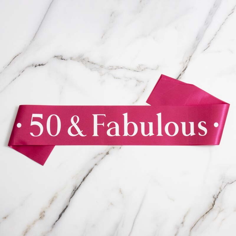 50 and Fabulous Sash Happy 50th Birthday Satin Sash 50th Birthday for Men Women Party Favor Parties Supplies Decoration: Rose red