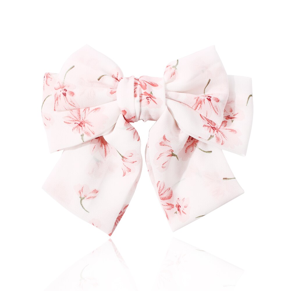 17 Colors Big Bow Clip Soft Stain Bowknot Barrettes Hairpins for Women Dot Flower Pattern Bow Ties Ponytail Hair Accessories: 13