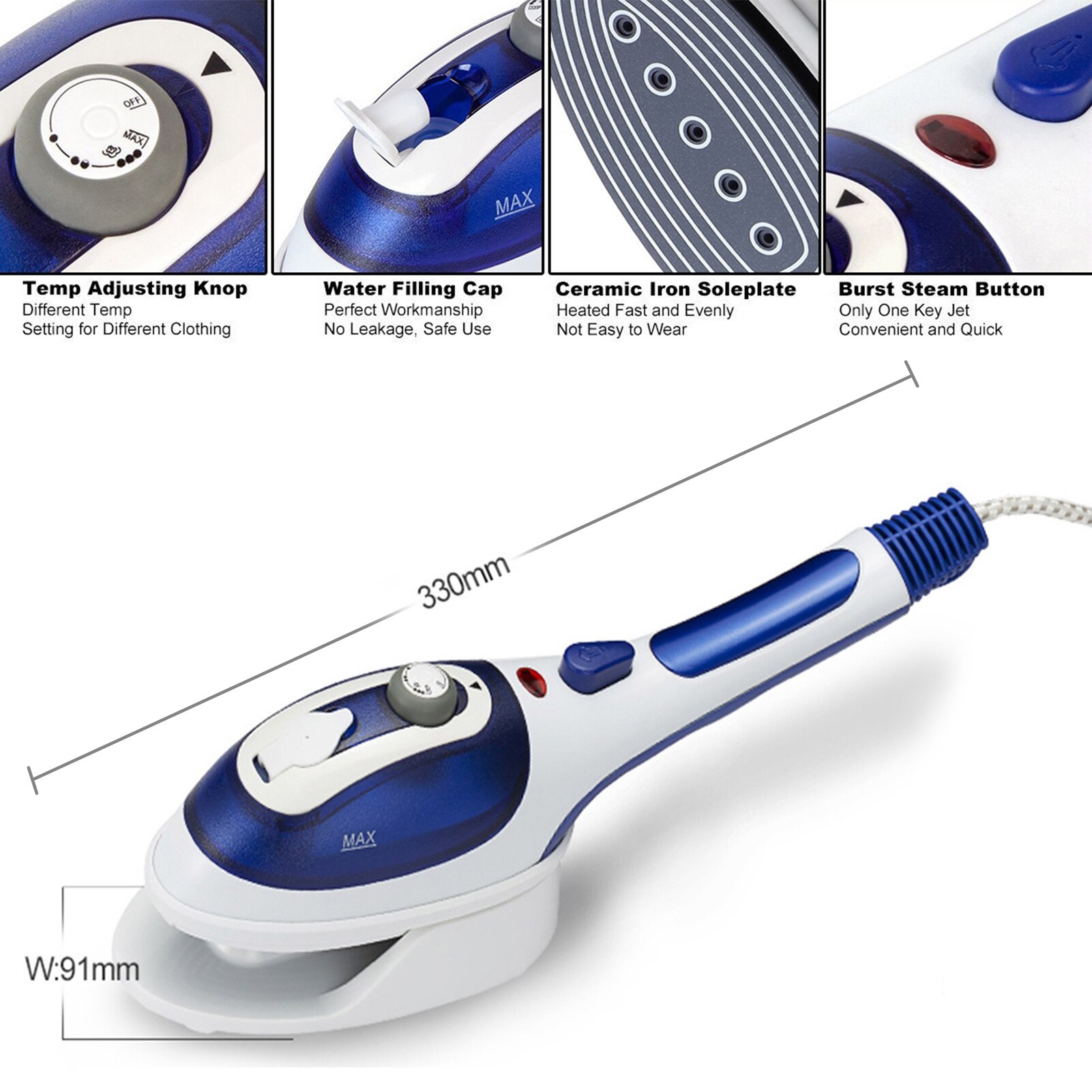 Garment Fabric Steamer Clothing Steamer Steamer for Travel and Home Use Portable Handheld Steamer