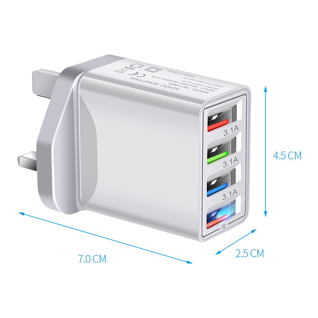 Top 4 Port Schnelle Quick Charge QC 3,0 USB Hub Ladegerät 3,1 A Power Adapter UK Stecker Unterstützung und