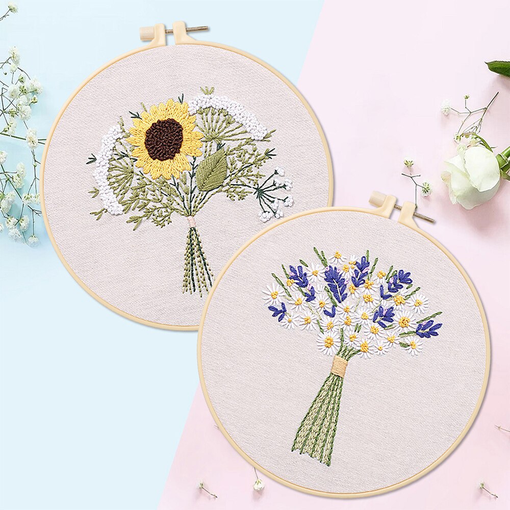 A Full Range Of Printed Embroidery Starter Kits With Patterns Instructions Adult Beginners Multicolor Manual Sewing Craft Kits