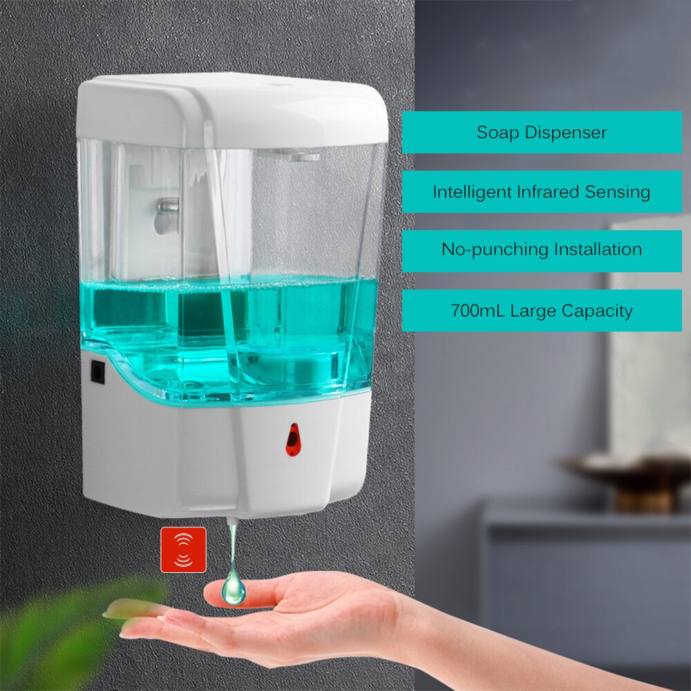 700mL Automatic Soap Dispenser Wall-mounted Infrared Soap Dispenser with IR Sensor Hand Washing Machine Touchless Soap Container