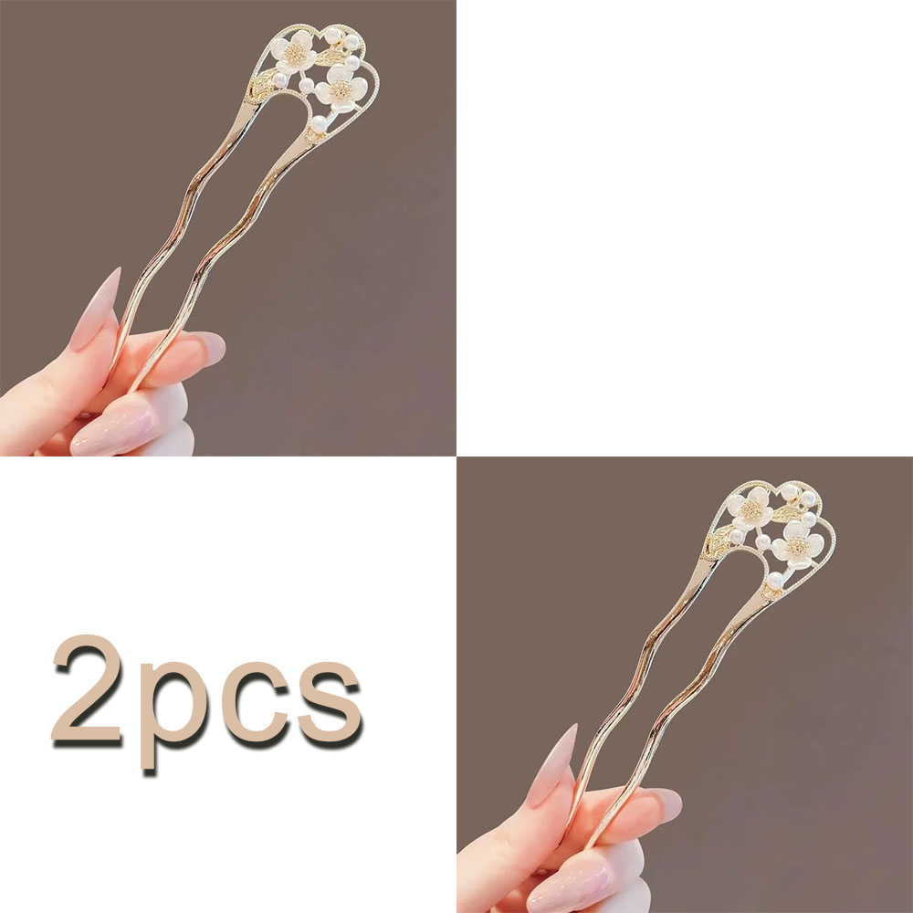 Horquilla en forma de U, accesorio para el cabello Simple y a la , pasador de pelo francés, horquilla china, horquilla en forma de U, accesorios para el cabello: Blanco