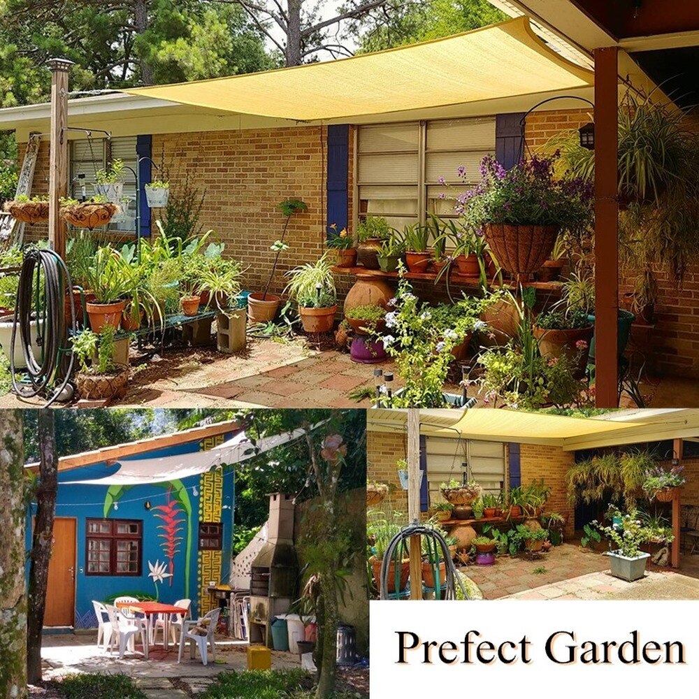 Waterproof 1800D Gray Square Rectangle Shade Sail Garden Terrace Canopy Swimming Sun Shade Camping Hiking Yard Sail Awning Tent